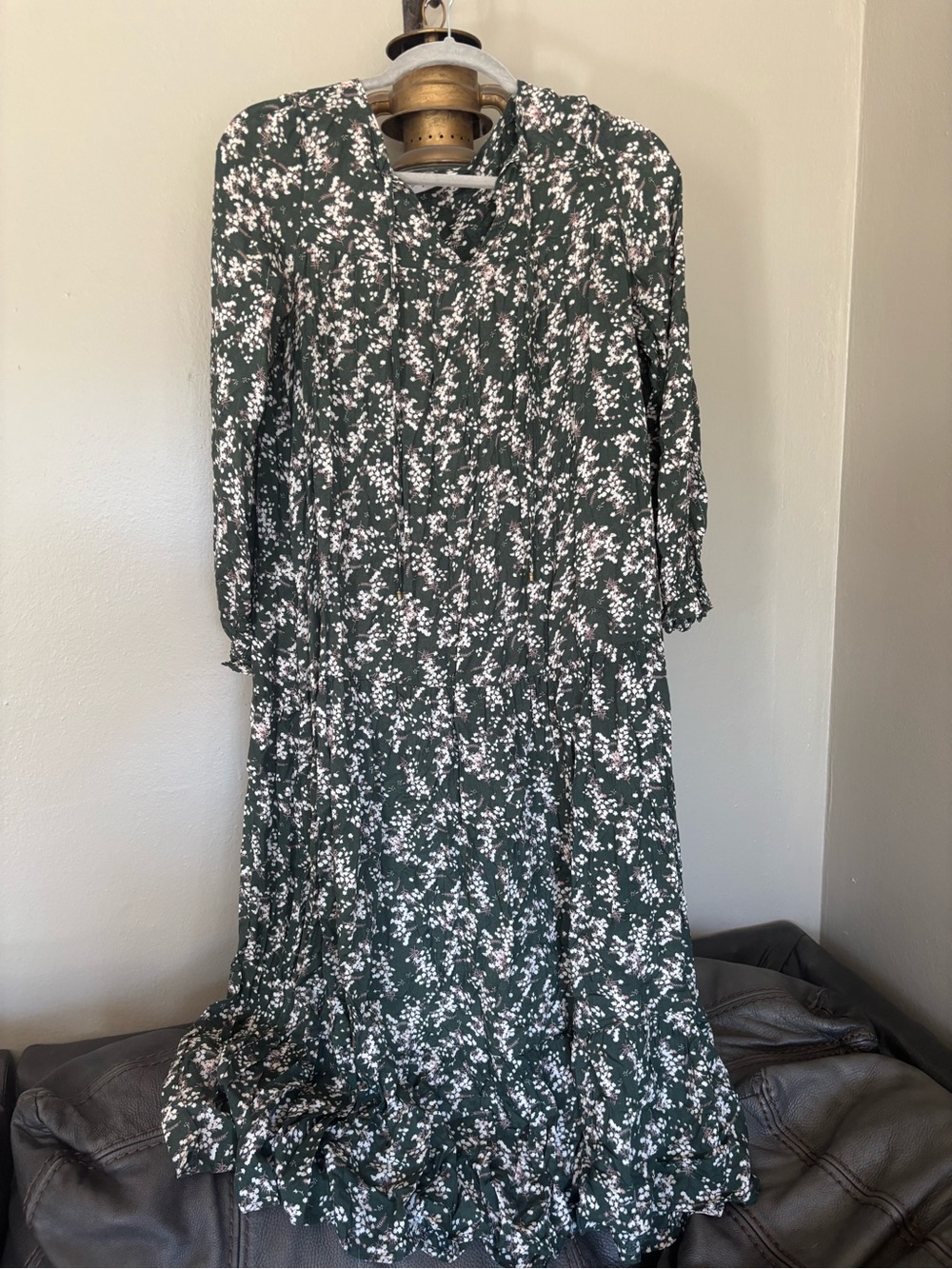 Carly Jean Los Angeles Forest Green Floral Maxi Dress